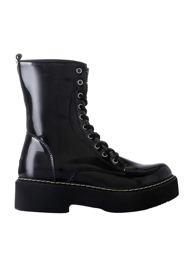 Levent Leather Lace Up Half Boot Black - Image 1