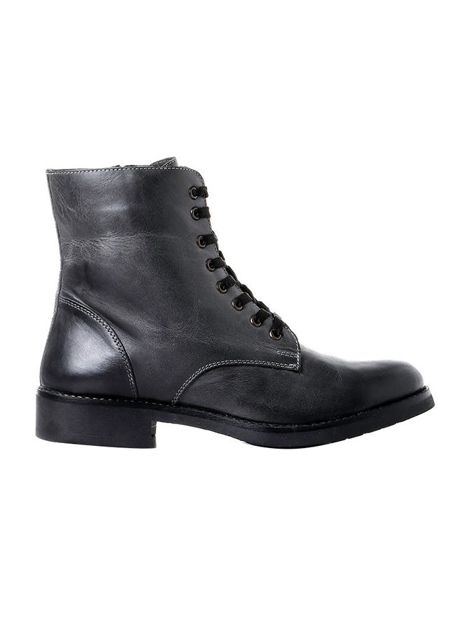 Levent - Leather Lace Up Ankle Boot Dark Grey - Image 1