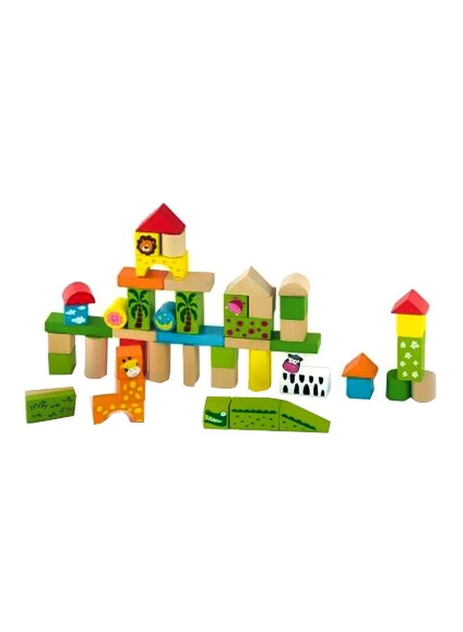 Viga 50-Piece Building Blocks In A Drum Zoo Set 