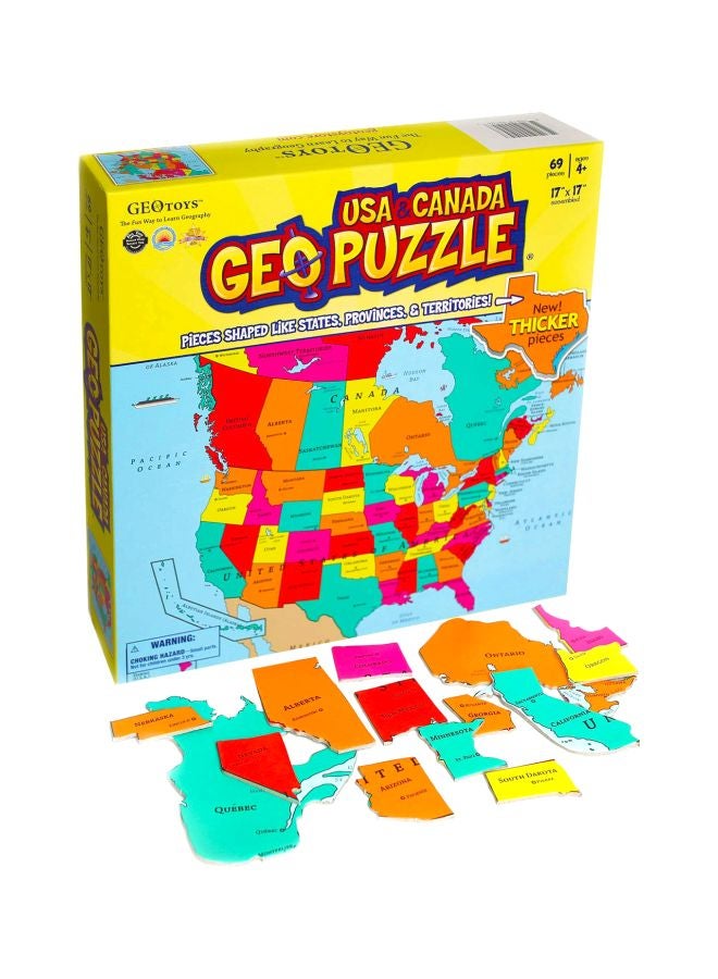 Geotoys 69-Piece USA And Canada GeoPuzzle GEO 104 - Image 1