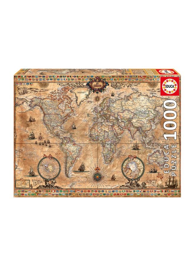 ايديوسا مجموعة أحجية تركيب الصور المقطعة بتصميم خريطة العالم العتيقة مكونة من 1000 قطعة طراز 15159 - Image 1
