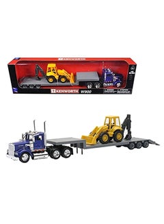 Trailer Kenworth W900 With Backhoe Loader Vehicle Multicolour