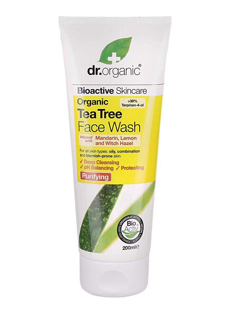 dr.organic Bioactive Skincare Tea Tree Face Wash 200ml 