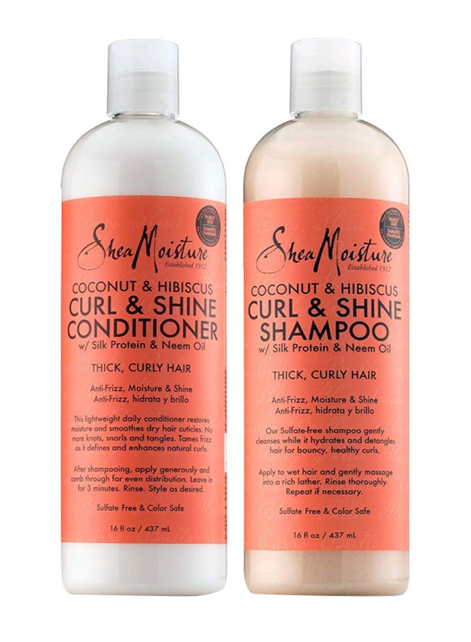 SheaMoisture 2-Piece Coconut And Hibiscus Curl Shine Shampoo And Conditioner Set