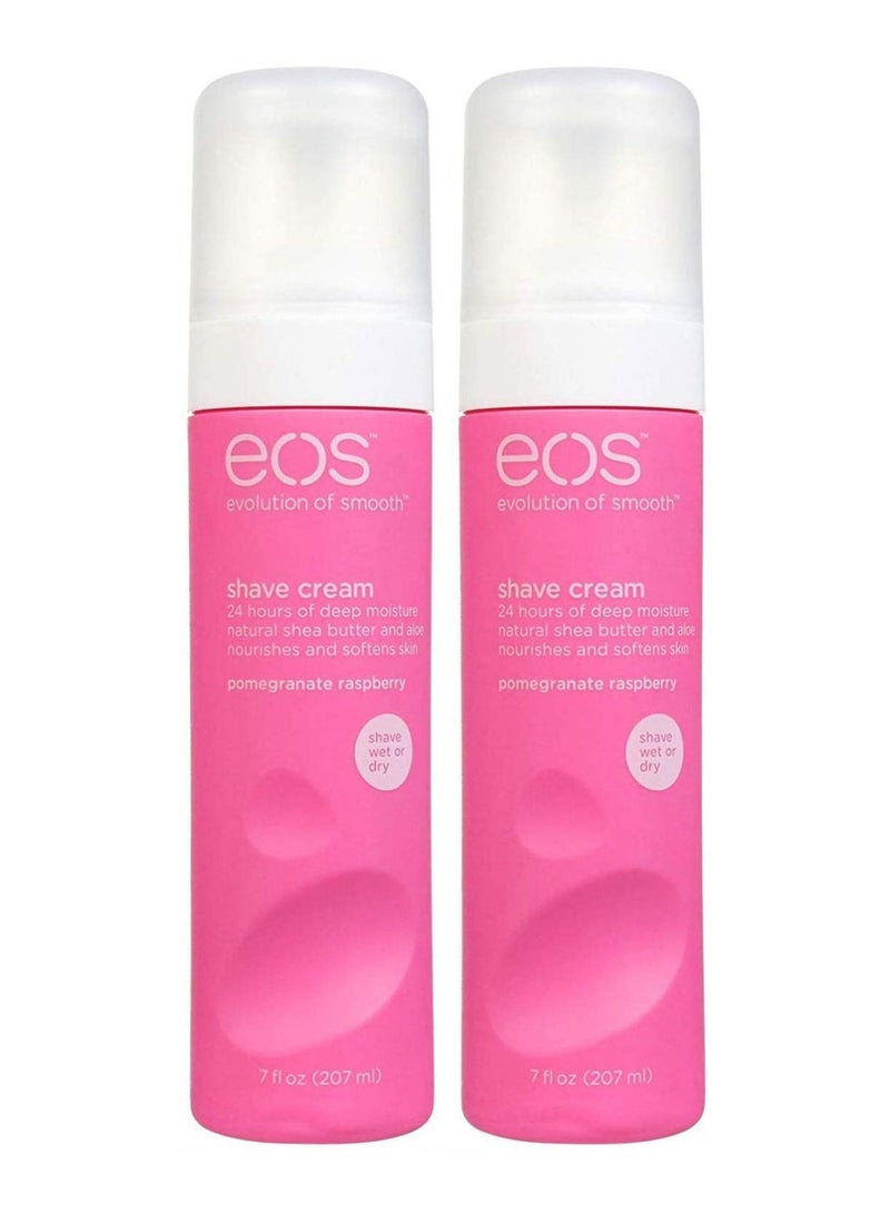إي أو اس مجموعة كريم حلاقة فائق الترطيب بخلاصة الرمان وتوت العليق من قطعتين 2 x 207ملليلتر