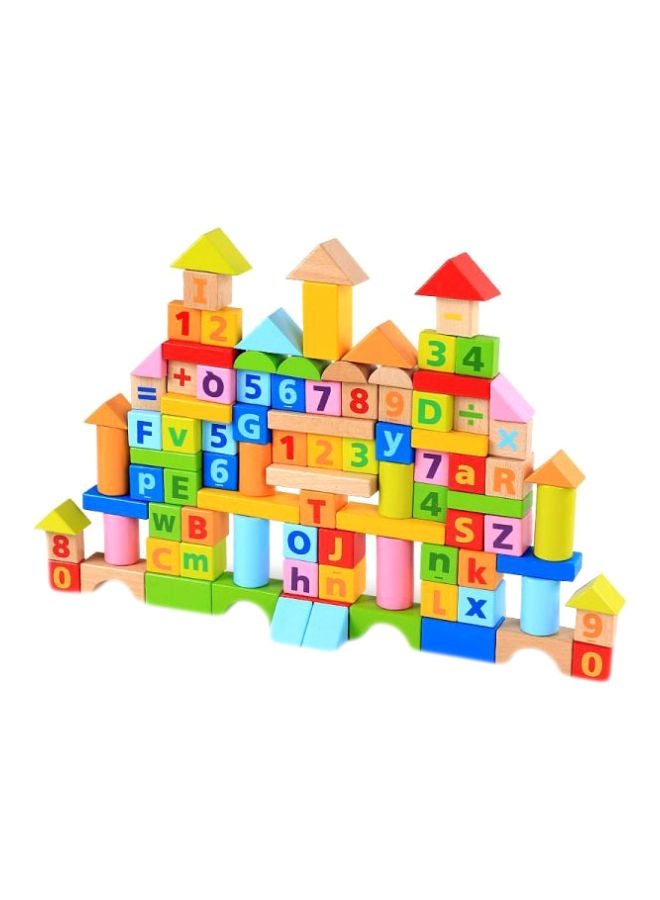 مجموعة مكعبات خشبية بتصميم الحروف الأبجدية مكونة من 96 قطعة . - Image 1
