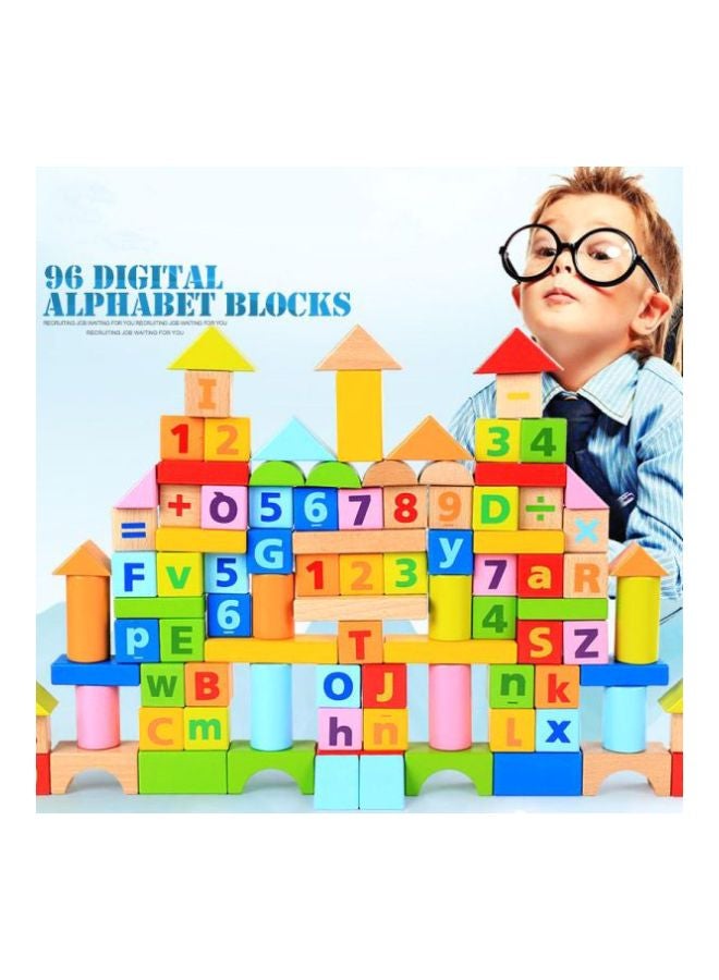 مجموعة مكعبات خشبية بتصميم الحروف الأبجدية مكونة من 96 قطعة . - Image 4