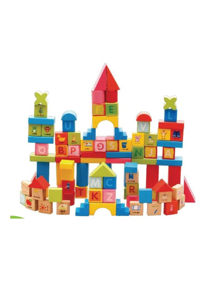 مجموعة مكعبات بناء بتصميم الحروف الأبجدية مكونة من 100 قطعة