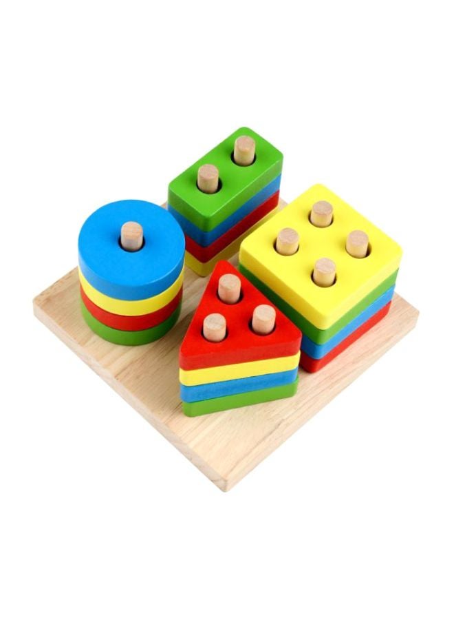Generic 17-Piece Wooden Shape Shorter Puzzle Block  - Image 1