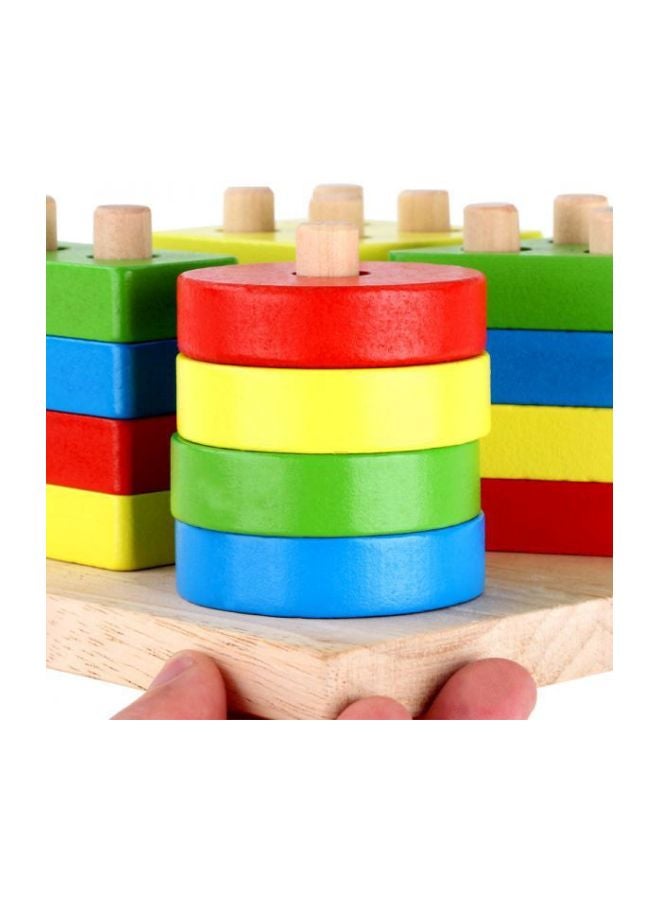 Generic 17-Piece Wooden Shape Shorter Puzzle Block  - Image 2