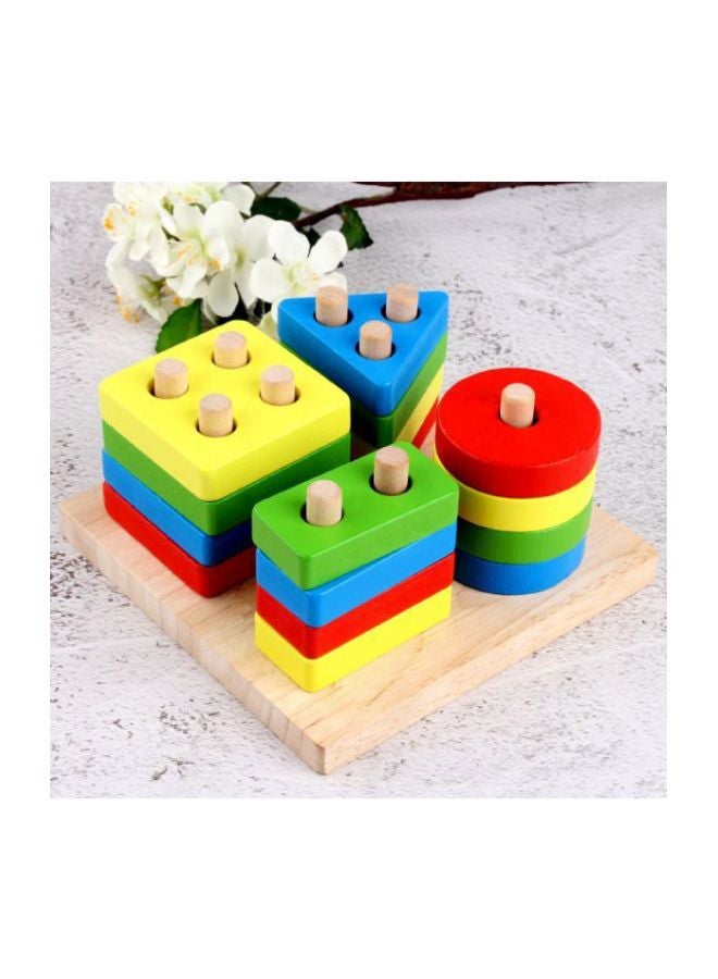 Generic 17-Piece Wooden Shape Shorter Puzzle Block  - Image 3