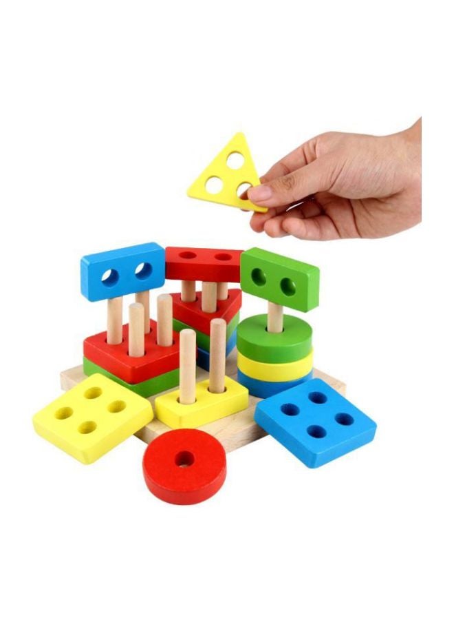 Generic 17-Piece Wooden Shape Shorter Puzzle Block  - Image 4