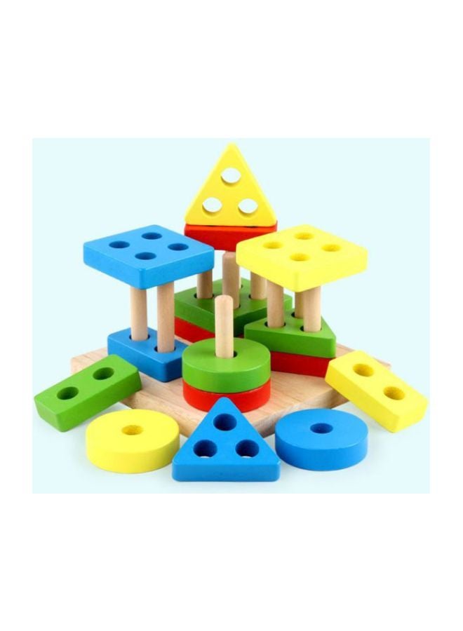 Generic 17-Piece Wooden Shape Shorter Puzzle Block  - Image 5