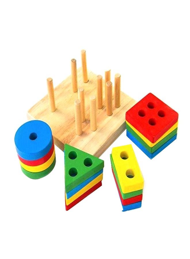 17-Piece Wooden Shape Shorter Puzzle Block - Image 1