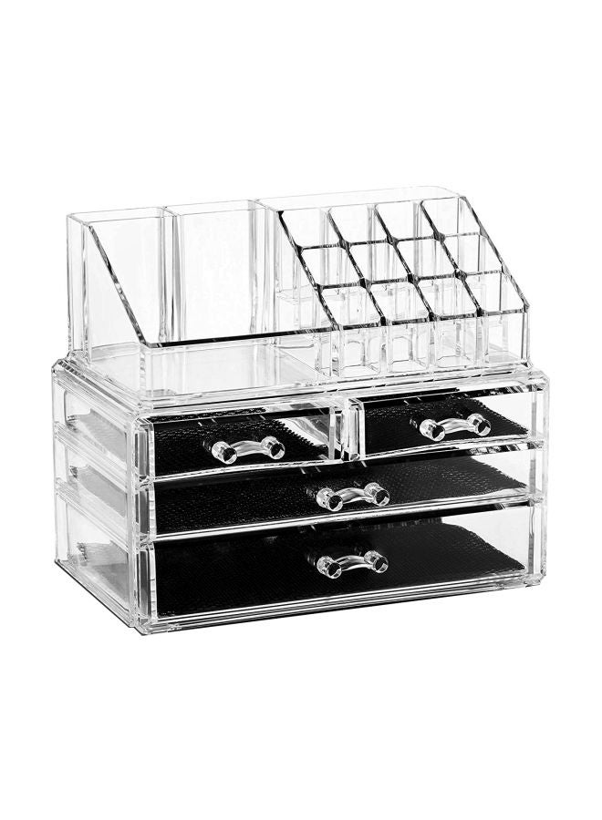 Unique Home - 3-Piece Acrylic Jewelry and Cosmetic Storage Makeup Organizer Clear - Image 1