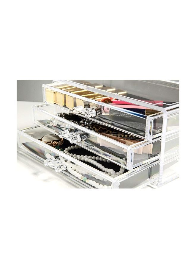 Unique Home - 3-Piece Acrylic Jewelry and Cosmetic Storage Makeup Organizer Clear - Image 1