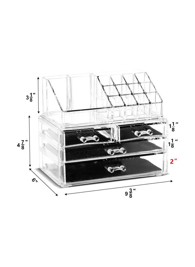 Unique Home - 3-Piece Acrylic Jewelry and Cosmetic Storage Makeup Organizer Clear - Image 1