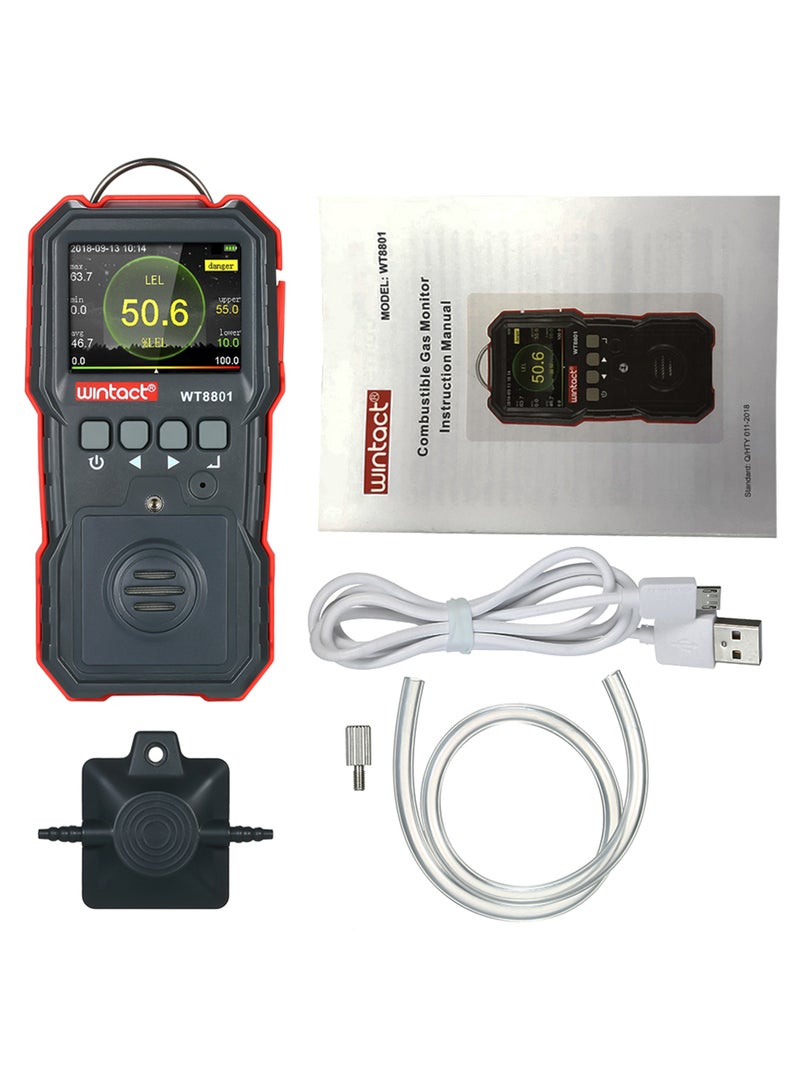 Professional Portable Combustible Gas Detector Black/Red/White 