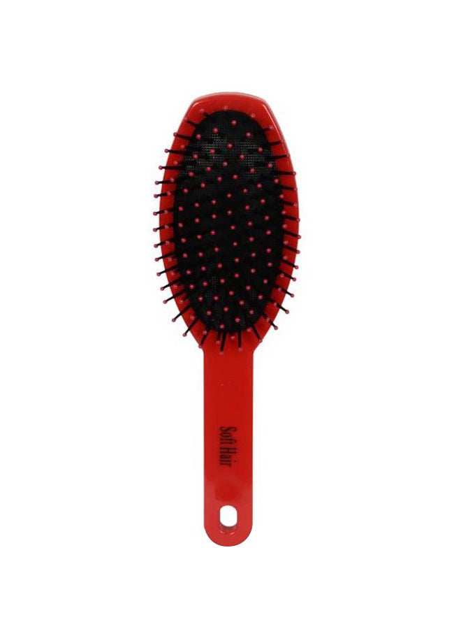 Printed Hair Brush Soft Touch Black/Red/Pink 22*6cm - Image 1