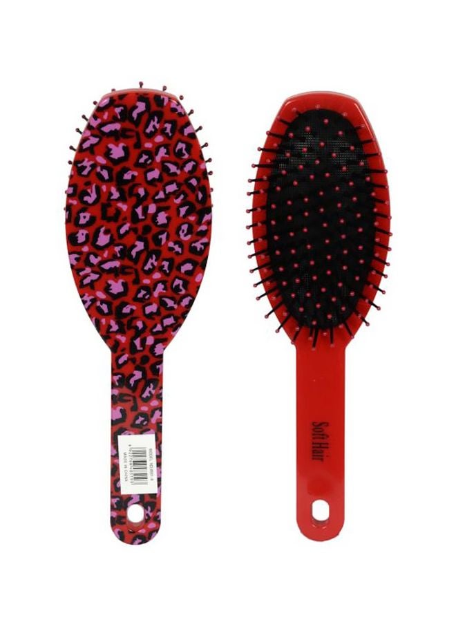 Printed Hair Brush Soft Touch Black/Red/Pink 22*6cm - Image 2