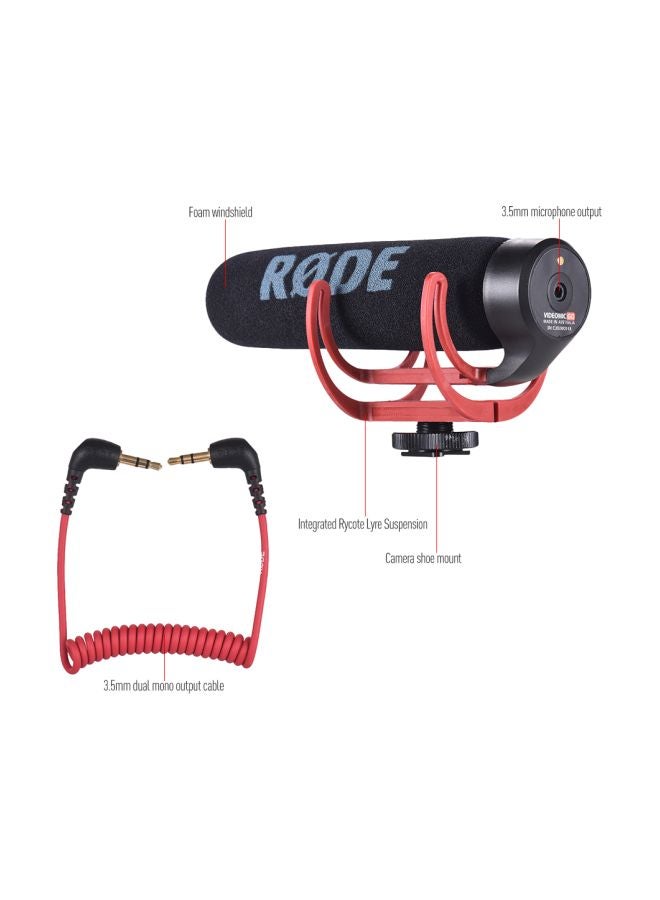 RODE VideoMic GO Directional Microphone For Canon Nikon Sony DSLR DV Camcorder Black/Red - Image 3