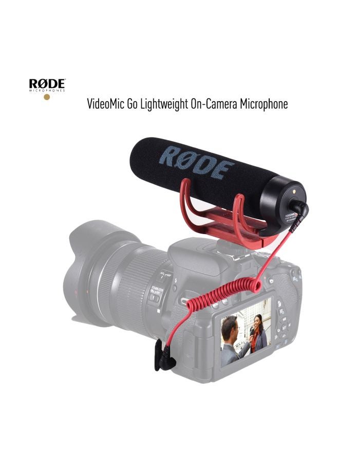 RODE VideoMic GO Directional Microphone For Canon Nikon Sony DSLR DV Camcorder Black/Red - Image 5