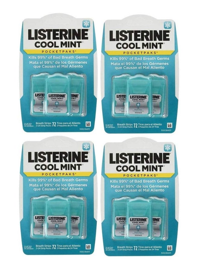 Listerine Pack Of 4 Cool Mint Pocketpaks Breath Strip 