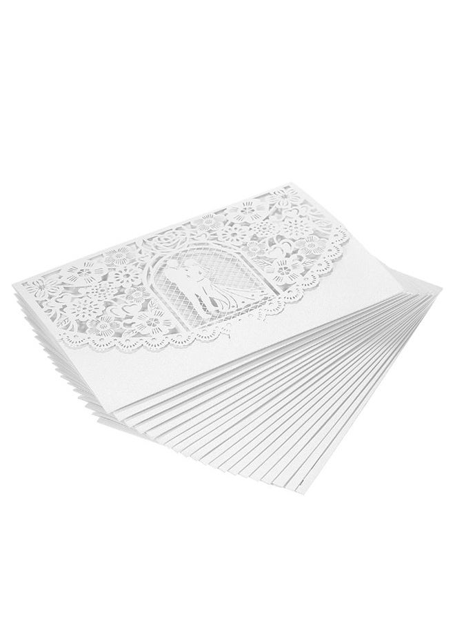 مجموعة بطاقات دعوة بتصميم قلب مقطع بواسطة الليزر من 20 قطعة 12 x 18سم - Image 1