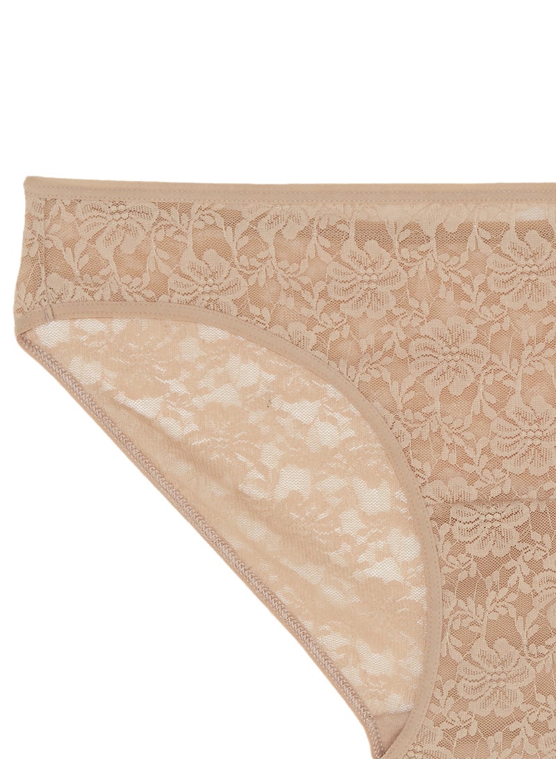 Amante - Floral Romance Low Rise Bikini Panty Beige - Image 1