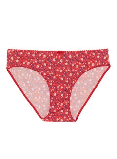 Floral Print Low Rise Bikini Red