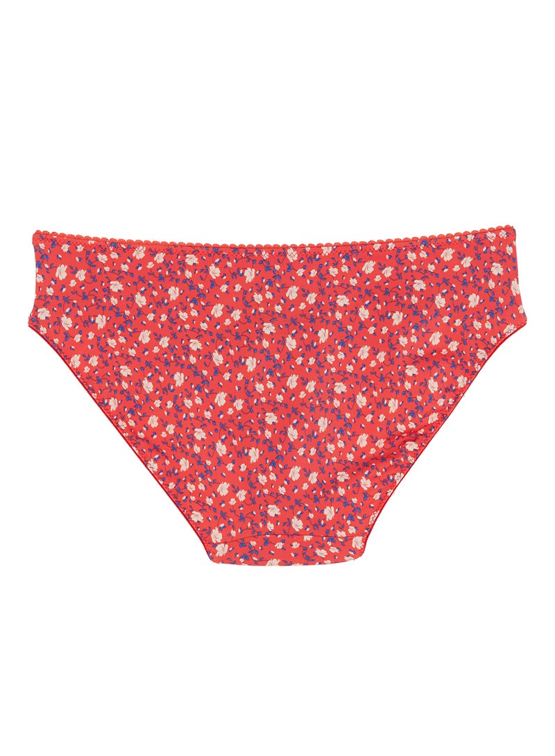 Amante - Floral Print Low Rise Bikini Red - Image 1