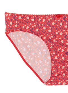 Amante Floral Print Low Rise Bikini Red  - Image 3