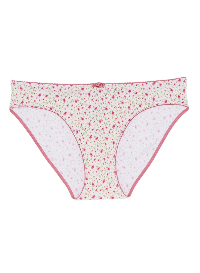 Amante Floral Print Low Rise Bikini White  - Image 1
