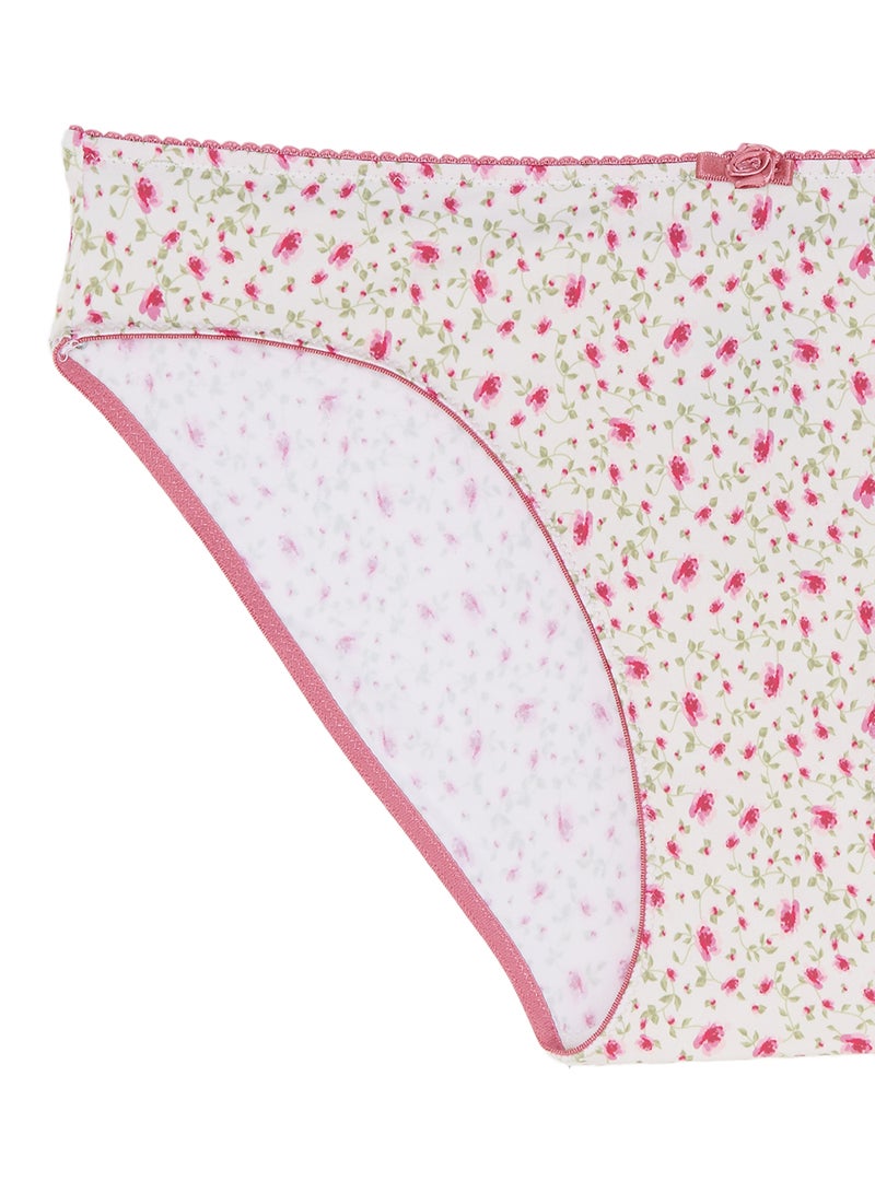 Amante Floral Print Low Rise Bikini White  - Image 3