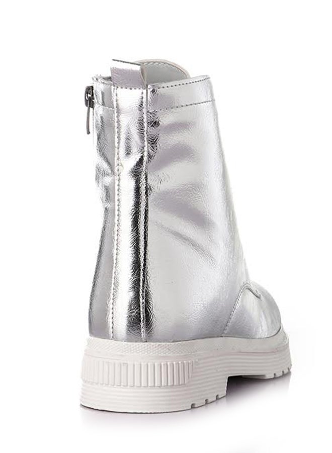 Levent Casual Leather Ankle Boot Silver - Image 4
