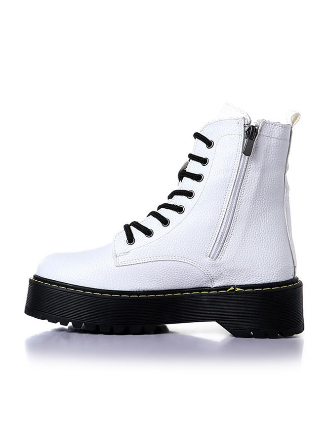 Levent Casual Leather Ankle Boot White - Image 3