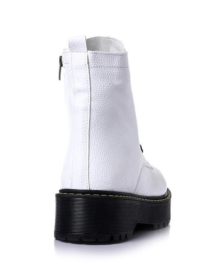Levent Casual Leather Ankle Boot White - Image 4