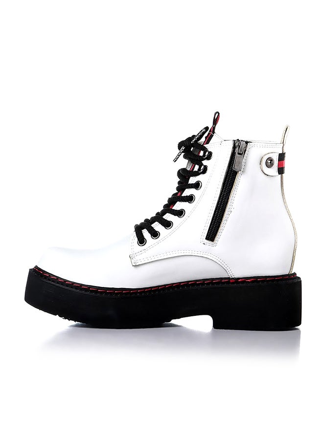 Levent Leather Lace Up Ankle Boot White - Image 3