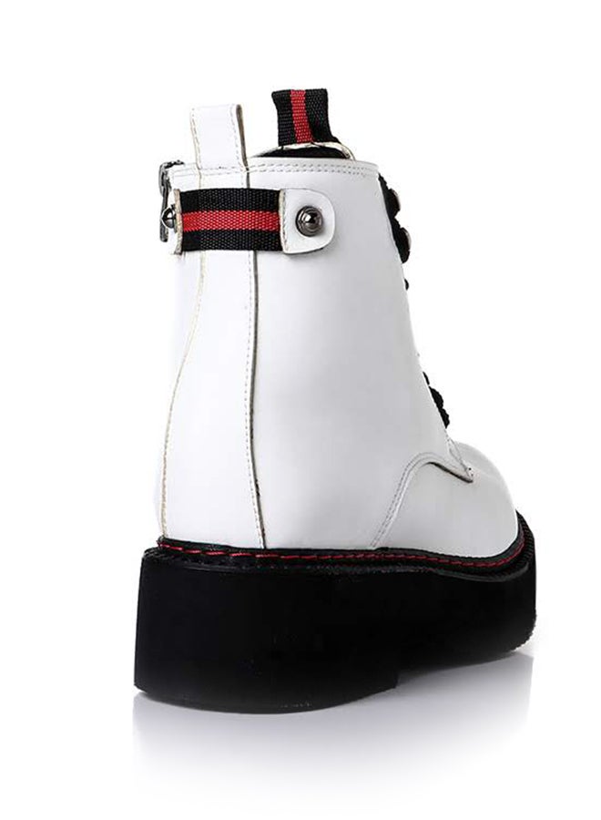 Levent Leather Lace Up Ankle Boot White - Image 4