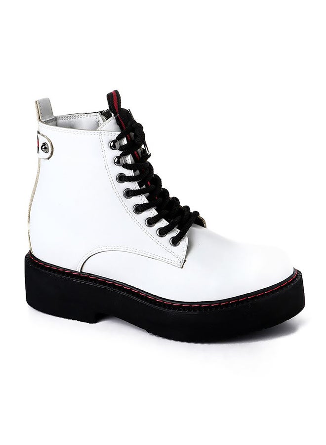 Levent Leather Lace Up Ankle Boot White - Image 2