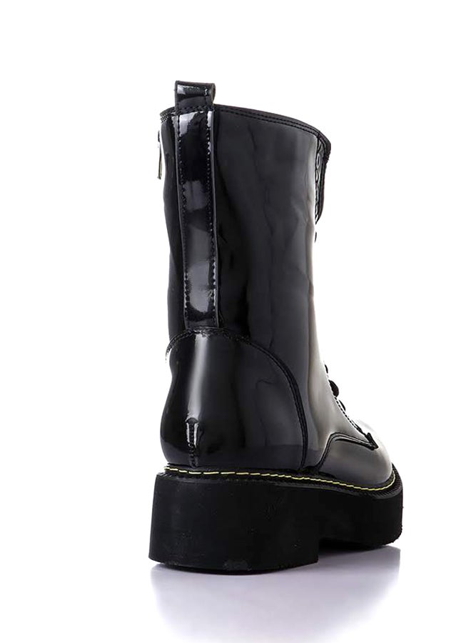 Levent Leather Lace Up Half Boot Black - Image 4