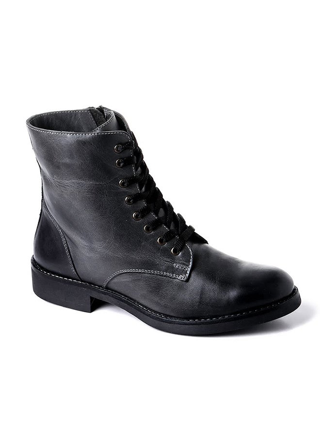 Levent - Leather Lace Up Ankle Boot Dark Grey - Image 1