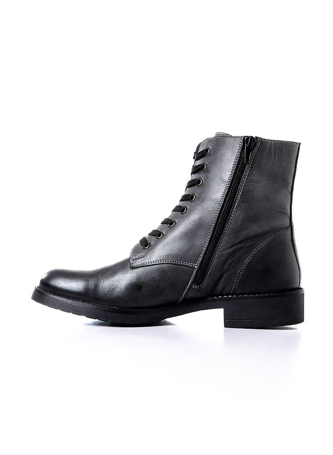 Levent - Leather Lace Up Ankle Boot Dark Grey - Image 1