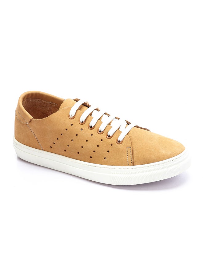 Levent Seude Lace Up Flat Sneaker Shoes Camel - Image 2