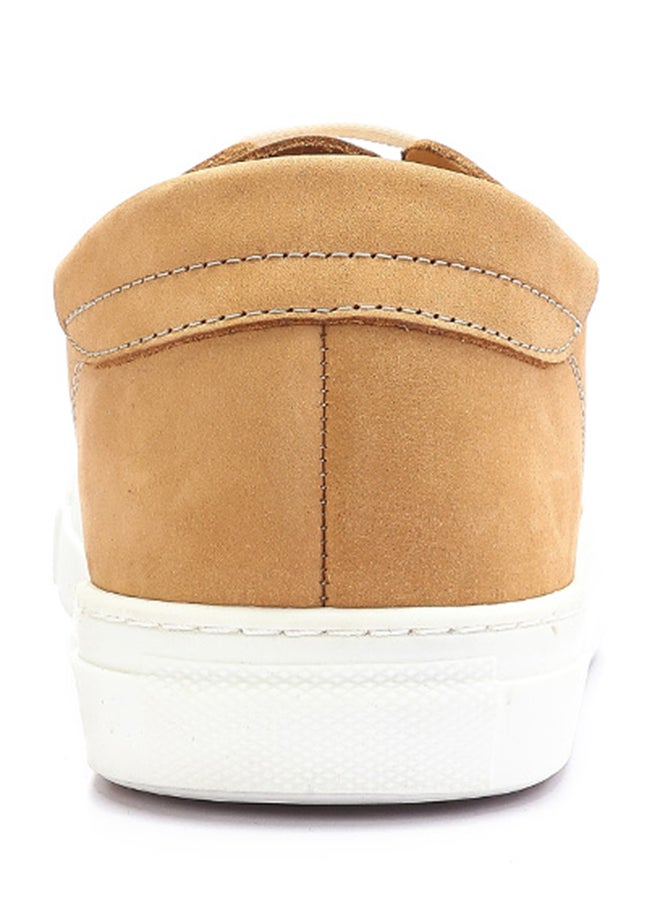 Levent Seude Lace Up Flat Sneaker Shoes Camel - Image 4