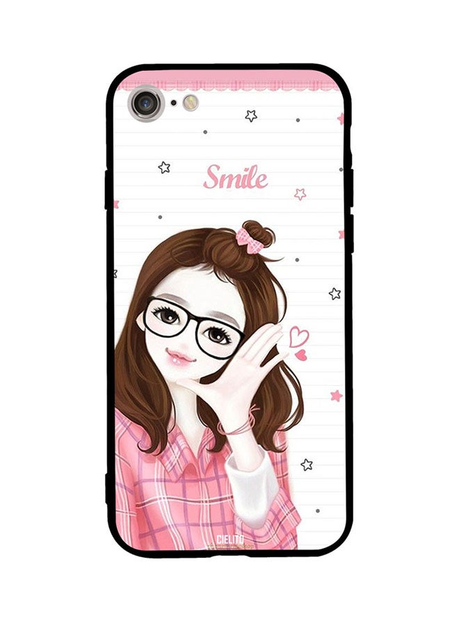 RUSSO Skin Case Cover -for Apple iPhone 7 Girl Smile Pink Shirt Girl Smile Pink Shirt
