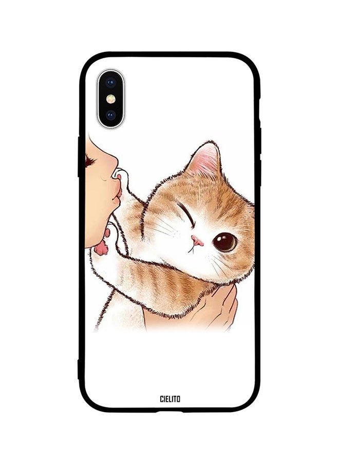 CIELITO Skin Case Cover -for Apple iPhone XR Cat Stops Girl Kissing Cat Stops Girl Kissing 