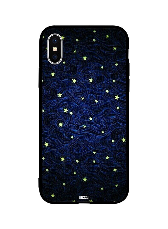 CIELITO Skin Case Cover -for Apple iPhone X Blue Waves Night Sky with Stars Blue Waves Night Sky with Stars