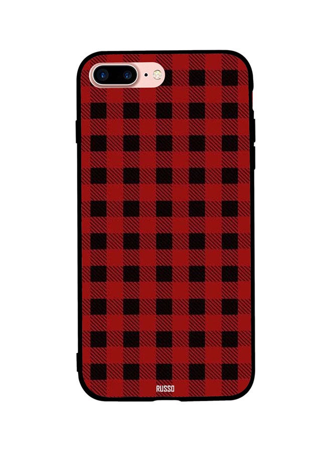 CIELITO Protective Case Cover For Apple iPhone 7 Plus Checks Red And Black Pattern