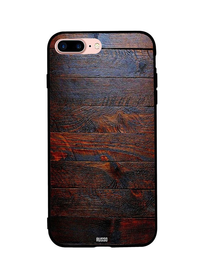 CIELITO Protective Case Cover For Apple iPhone 7 Plus Dark Brown Wooden Planks Pattern